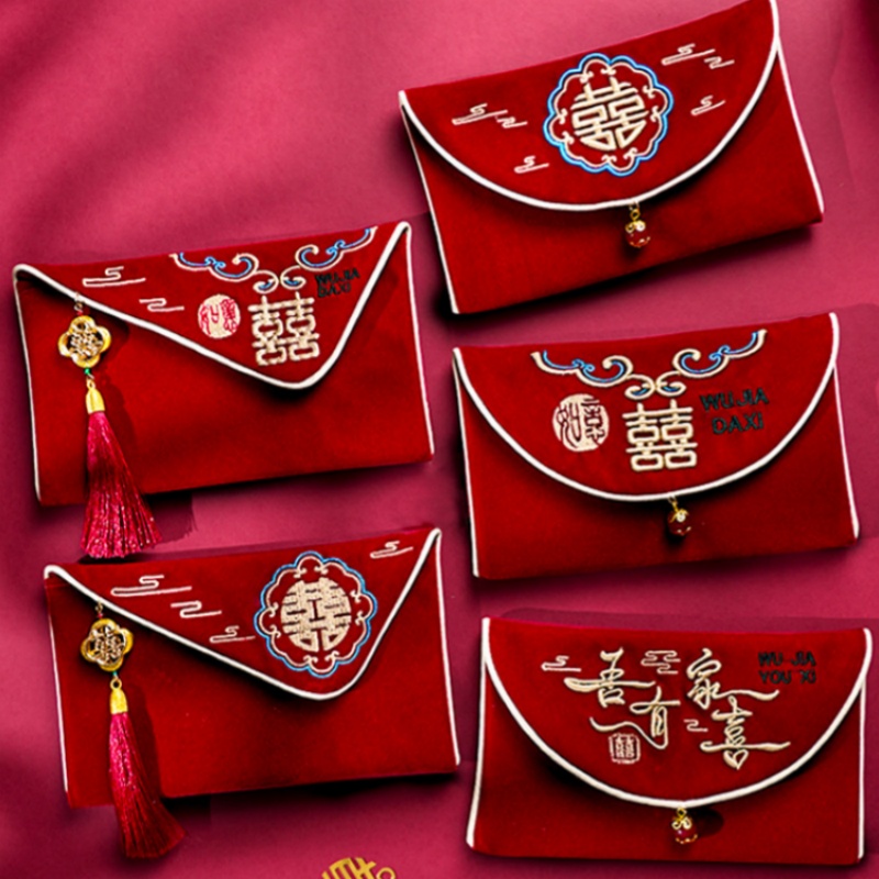 Embroidery Bag - 1 шт. Новогодний красный конверт с