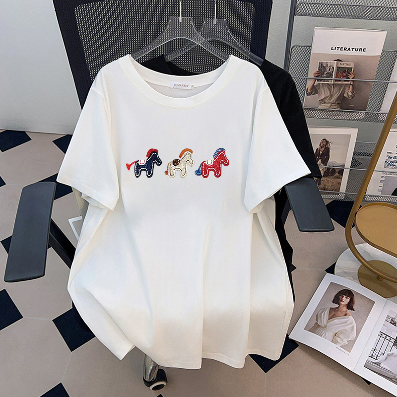 Женская футболка больших разме – обзор и цена Embroidery Cotton Shirt